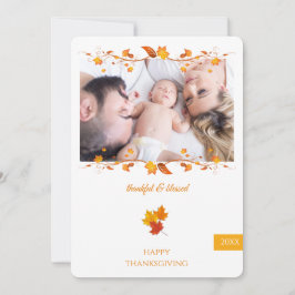 Dankbare en gezegende familiefoto Thanksgiving Feestdagenkaart