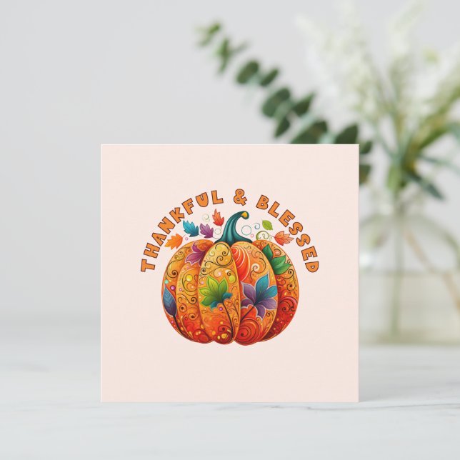 Dankbare en Gezegende Herfst Pompoen (Staand voorkant)