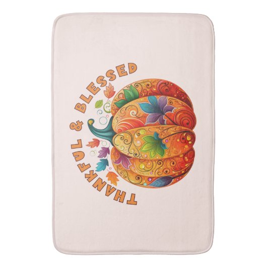 Dankbare en Gezegende Herfst Pompoen Badmat (Voorkant Verticaal)