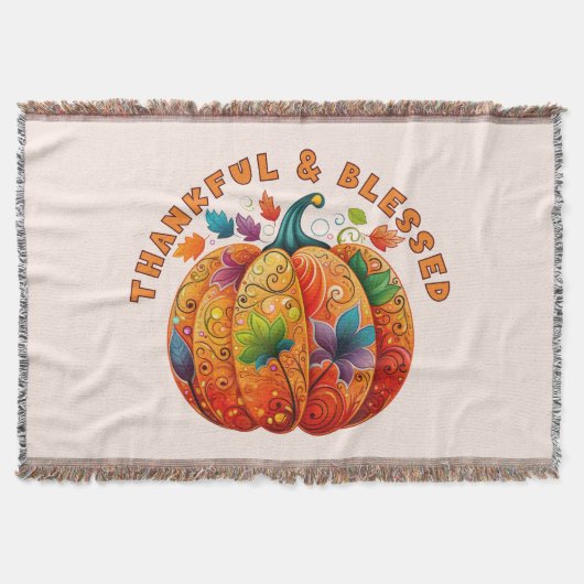 Dankbare en Gezegende Herfst Pompoen Deken (Voorkant)