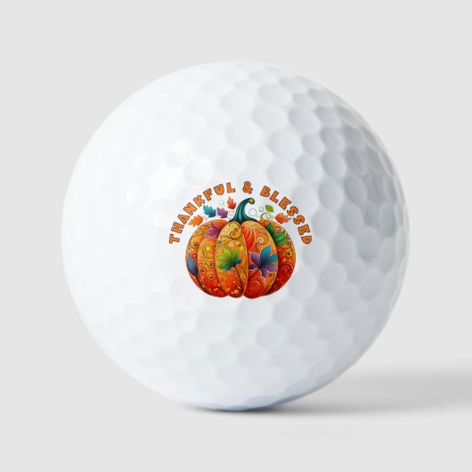Dankbare en Gezegende Herfst Pompoen Golfballen (Voorkant)