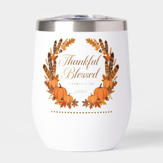 Dankbare en Gezegende Herfst Pompoen Krans T-Shirt