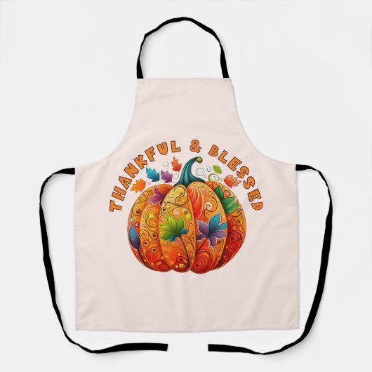 Dankbare en Gezegende Herfst Pompoen Schort (Voorkant)