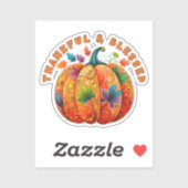 Dankbare en Gezegende Herfst Pompoen Sticker (Vel)