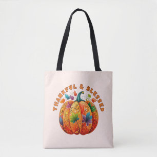 Dankbare en Gezegende Herfst Pompoen Tote Bag