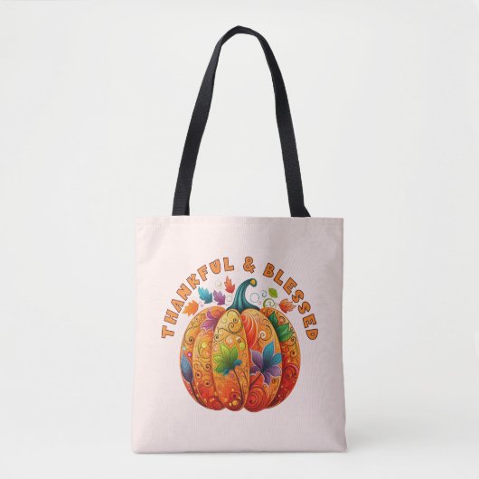 Dankbare en Gezegende Herfst Pompoen Tote Bag (Voorkant)