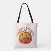Dankbare en Gezegende Herfst Pompoen Tote Bag (Achterkant)