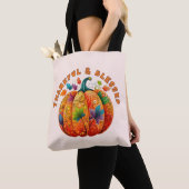 Dankbare en Gezegende Herfst Pompoen Tote Bag (Dichtbij)