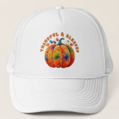 Dankbare en Gezegende Herfst Pompoen Trucker Pet (Voorkant)