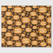 Dankbare en gezegende Herfst Sinaasappel Bladeren  Cadeaupapier (Vlak)