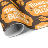 Dankbare en gezegende Herfst Sinaasappel Bladeren  Cadeaupapier (Rol Hoek)