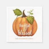 Dankbare en gezegende pompoen Thanksgiving Servet (Voorkant)