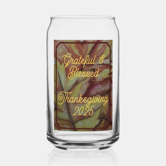 Dankbare en gezegende Thanksgiving Drinkware Blikvorm Glas (Achterkant)