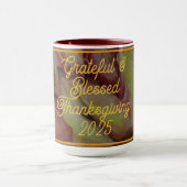 Dankbare en gezegende Thanksgiving Mok (Midden)