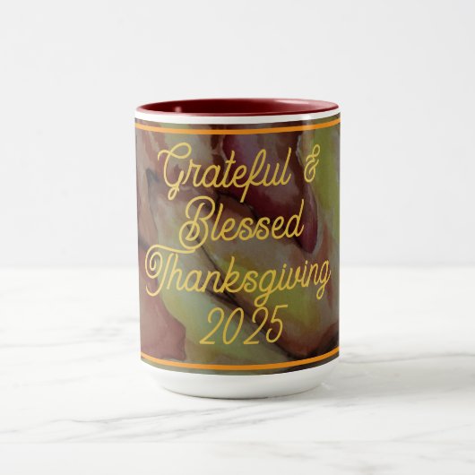 Dankbare en gezegende Thanksgiving Mok (Midden)