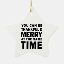 Dankbare en vrolijke moderne kerstster keramisch ornament