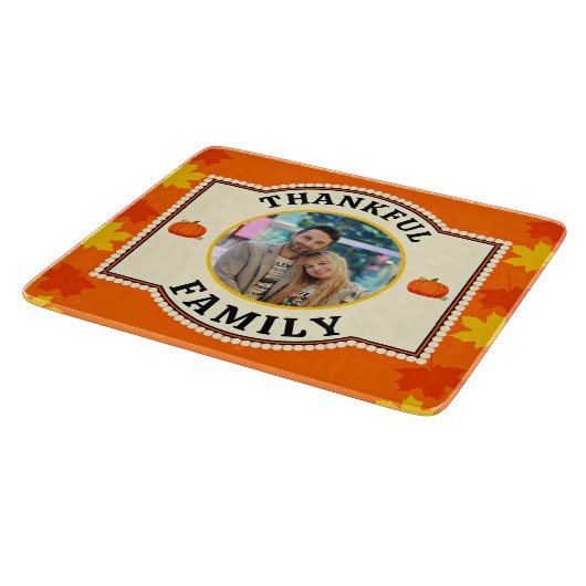 Dankbare familie - Aangepaste Thanksgiving Foto Snijplank (Hoek)