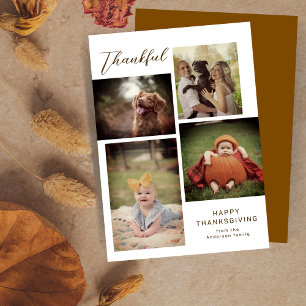 Dankbare Familie Collage Moderne Thanksgiving Foto Feestdagenkaart