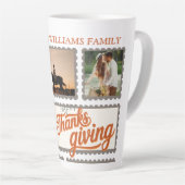 Dankbare Familie Thanksgiving Fotocollage Keepsak Latte Mok (Rechterhoek)