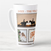 Dankbare Familie Thanksgiving Fotocollage Keepsak Latte Mok (Linkerhoek)