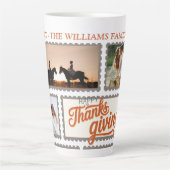 Dankbare Familie Thanksgiving Fotocollage Keepsak Latte Mok (Voorkant)