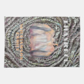 Dankbare familienaam script pompoen rustieke herfs theedoek (Horizontaal)