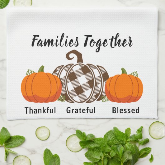 Dankbare families samen keukenhanddoek (Gevouwen)