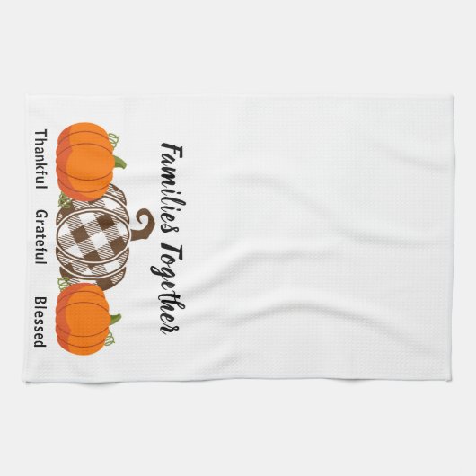 Dankbare families samen keukenhanddoek (Horizontaal)