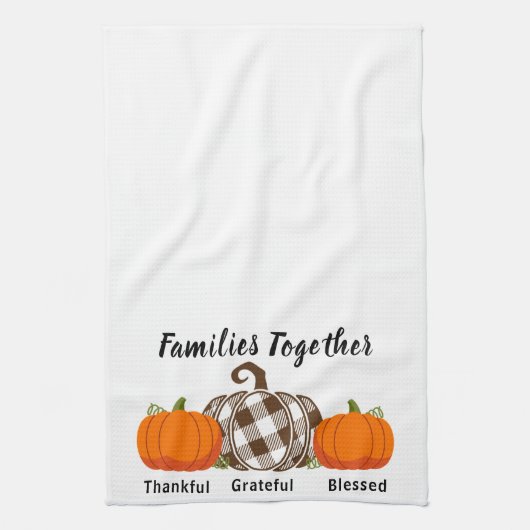 Dankbare families samen keukenhanddoek (Verticaal)