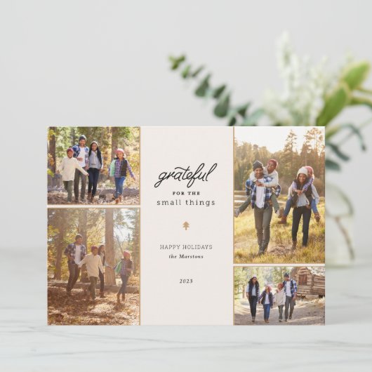 Dankbare Feestdagen 4 Foto Foto Kaart (Staand voorkant)