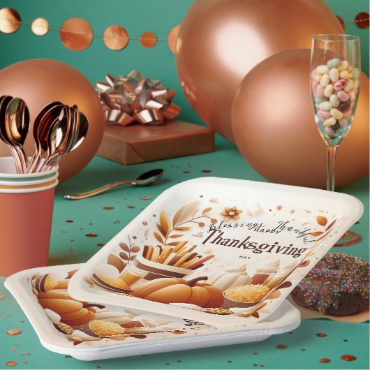 Dankbare feestelijke Thanksgiving 9 inch Papieren Bordje (Multi)