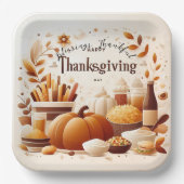 Dankbare feestelijke Thanksgiving 9 inch Papieren Bordje (Voorkant)