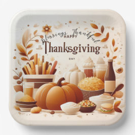 Dankbare feestelijke Thanksgiving 9 inch Papieren Bordje