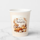 Dankbare feestelijke Thanksgiving Papieren Bekers (Achterkant)