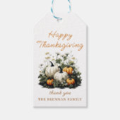 Dankbare Floral Pumpkin Thanksgiving Gift Labels Cadeaulabel (Voorkant)