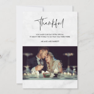 Dankbare Foto Grijs Marmeren Trouwen Dank u kaart