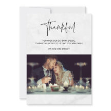 Dankbare Foto Grijs Marmeren Trouwen Dank u kaart