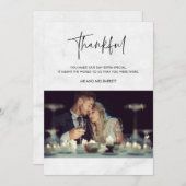 Dankbare Foto Grijs Marmeren Trouwen Dank u kaart (Voorkant / Achterkant)