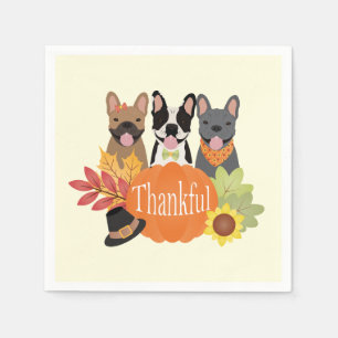 Dankbare Franse Bulldoggen Thanksgiving Servet