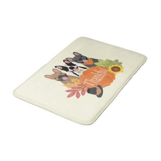 Dankbare Franse Bulldogs Thanksgiving Badmat (Gekanteld)