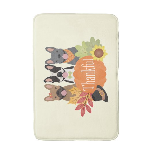 Dankbare Franse Bulldogs Thanksgiving Badmat (Voorkant Verticaal)