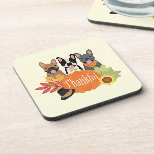 Dankbare Franse Bulldogs Thanksgiving Bier Onderzetter (Linkerzijde)