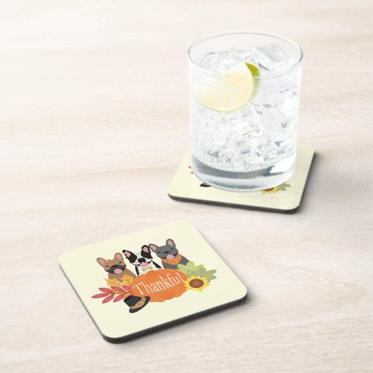 Dankbare Franse Bulldogs Thanksgiving Bier Onderzetter (Rechterzijde)