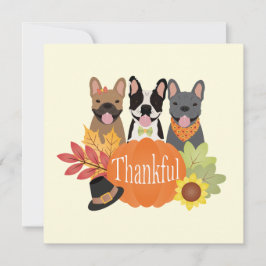 Dankbare Franse Bulldogs Thanksgiving Feestdagenkaart