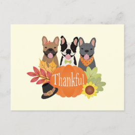 Dankbare Franse Bulldogs Thanksgiving Feestdagenkaart
