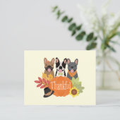 Dankbare Franse Bulldogs Thanksgiving Feestdagenkaart (Staand voorkant)