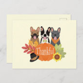 Dankbare Franse Bulldogs Thanksgiving Feestdagenkaart (Voorkant / Achterkant)