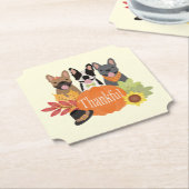 Dankbare Franse Bulldogs Thanksgiving Kartonnen Onderzetters (Gekanteld)