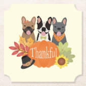 Dankbare Franse Bulldogs Thanksgiving Kartonnen Onderzetters (Voorkant)