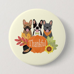 Dankbare Franse Bulldogs Thanksgiving Ronde Button 7,6 Cm